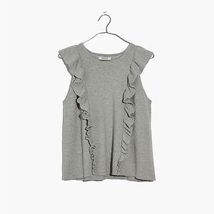 Madewell Heather Grey Ruffled Sweater Tank Size Medium
